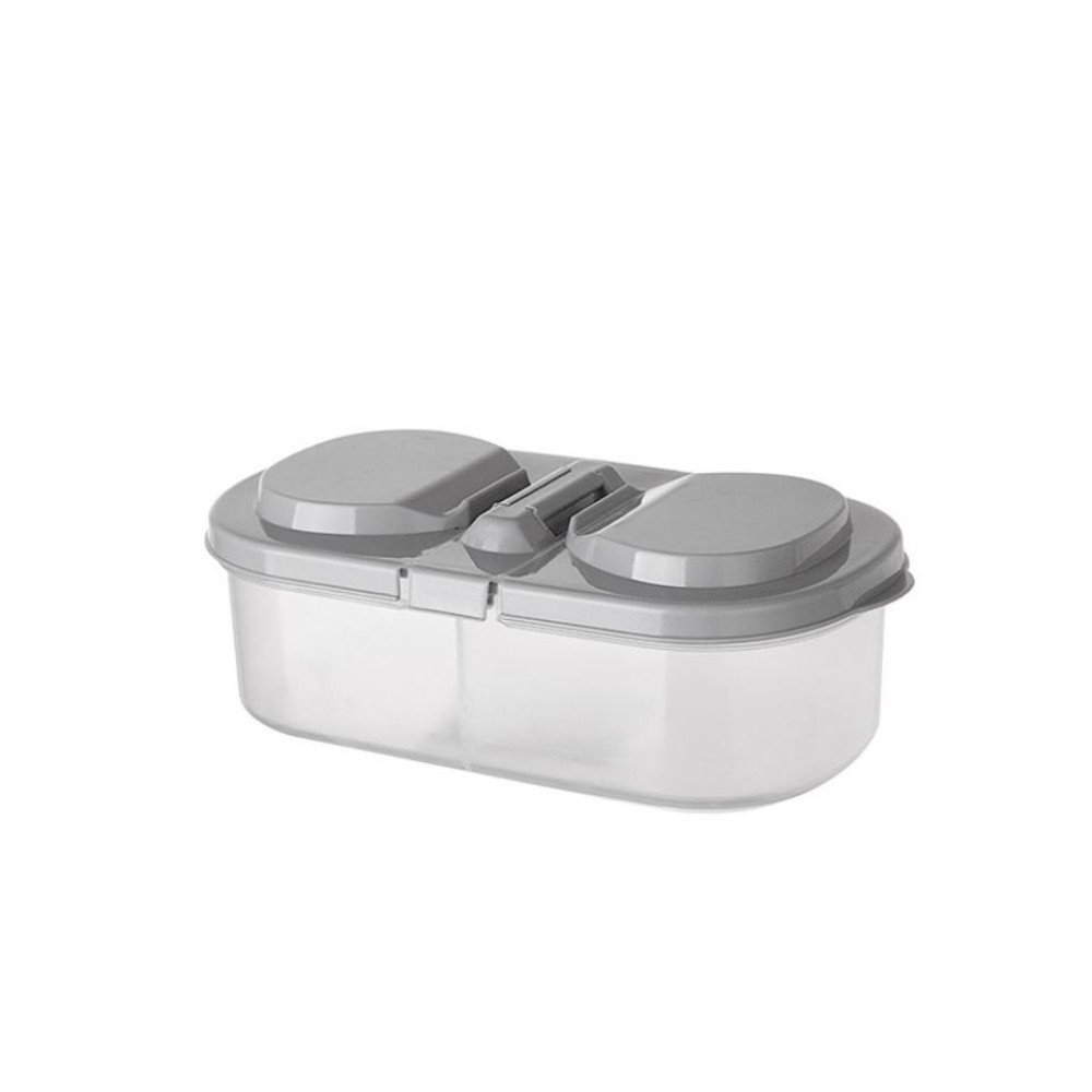 5 PCS Double Grid Kitchen Food Multigrain Sealed Jar Multifunctional Refrigerator Storage Box with Lid(Gray)