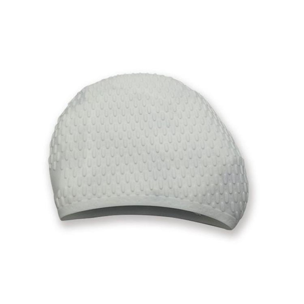 Particles Thickening High Elasticity Non-slip Silicone Swimming Cap(White)