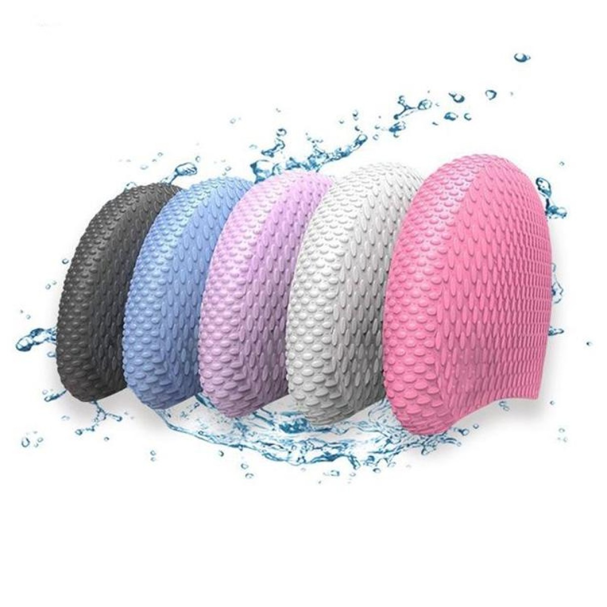 Particles Thickening High Elasticity Non-slip Silicone Swimming Cap(Pink)