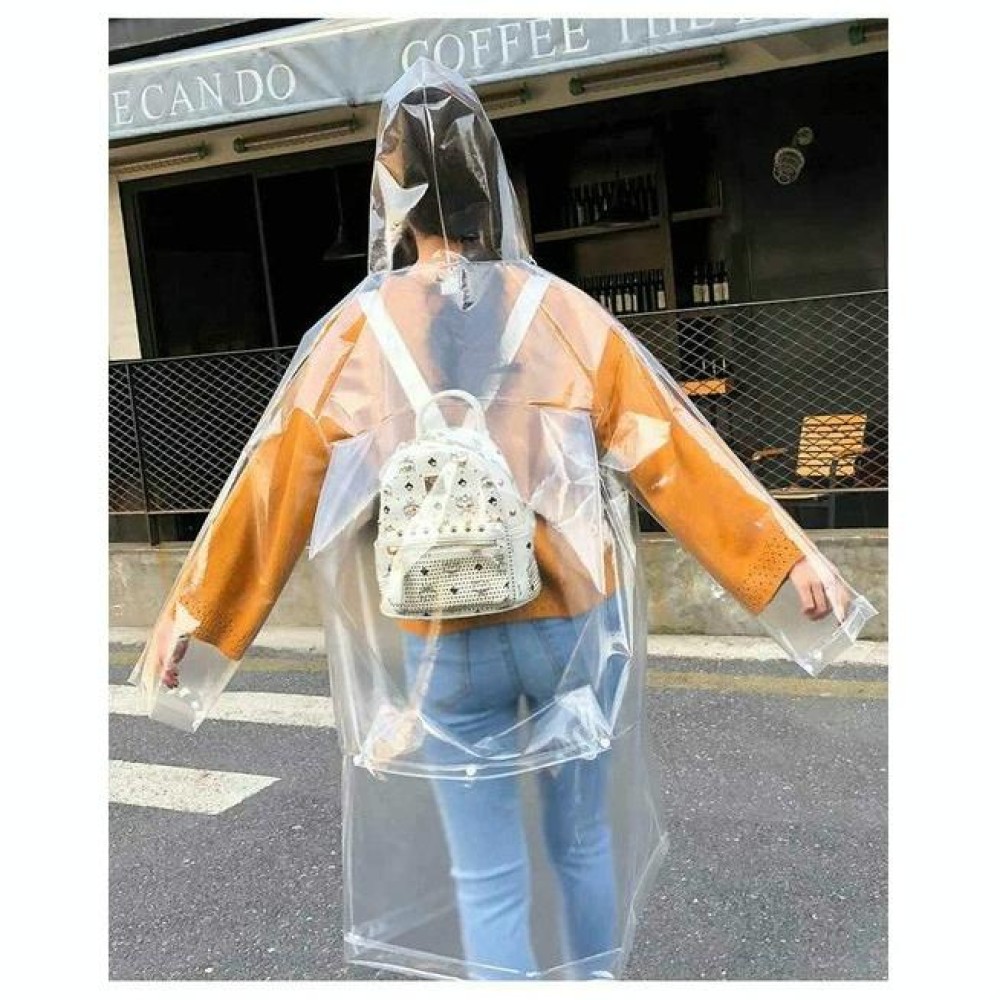 Stylish Portable Outdoor Transparent EVA Raincoat, Size:M (Transparent With Backpack)