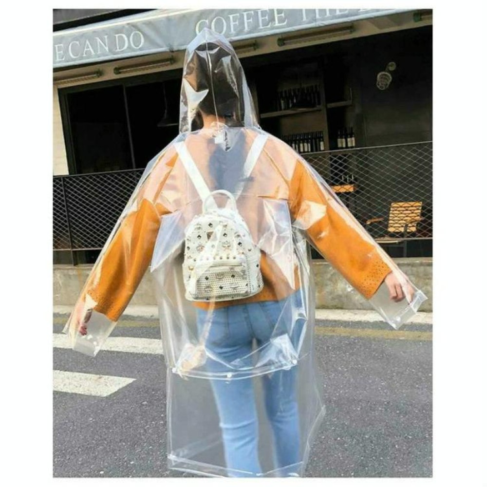 Stylish Portable Outdoor Transparent EVA Raincoat, Size:L (Transparent With Backpack)