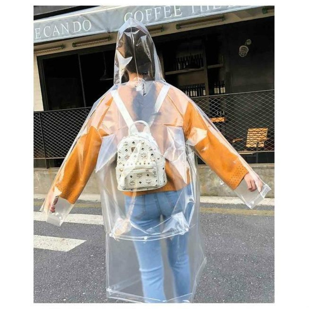 Stylish Portable Outdoor Transparent EVA Raincoat, Size:XL (Transparent With Backpack)