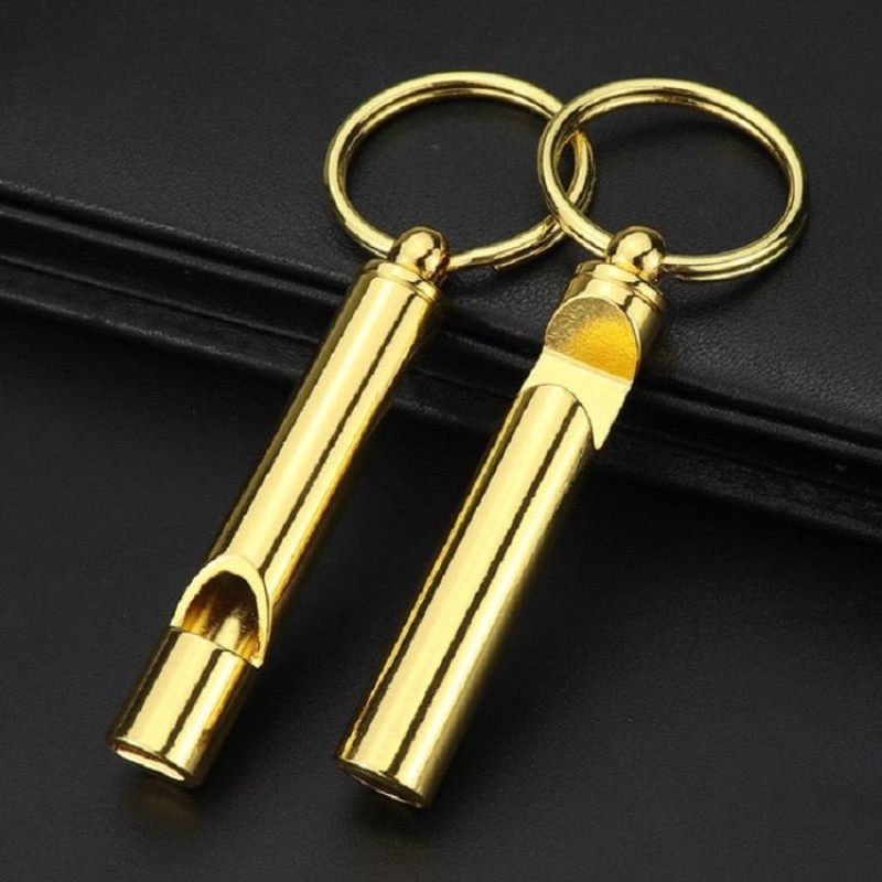 2 PCS Metal Whistle Bottle Opener Keychain Creative Multifunctional Key Ring Pendant, Color:Gold