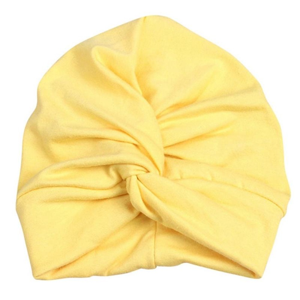 Baby Hat Cotton Soft Turban Knot Summer Bohemian Kids Girls Newborn Cap(Yellow)