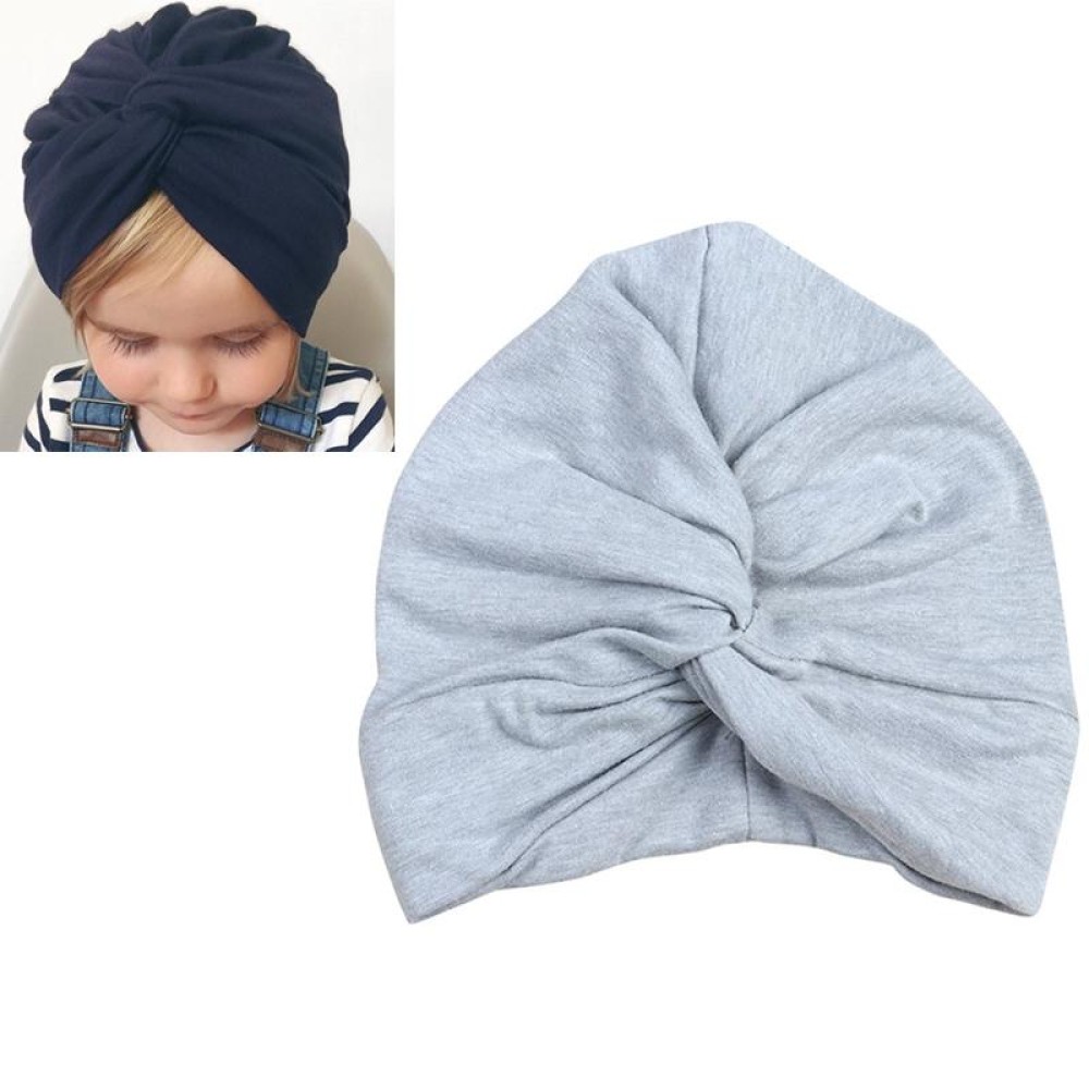 Baby Hat Cotton Soft Turban Knot Summer Bohemian Kids Girls Newborn Cap(Gray)