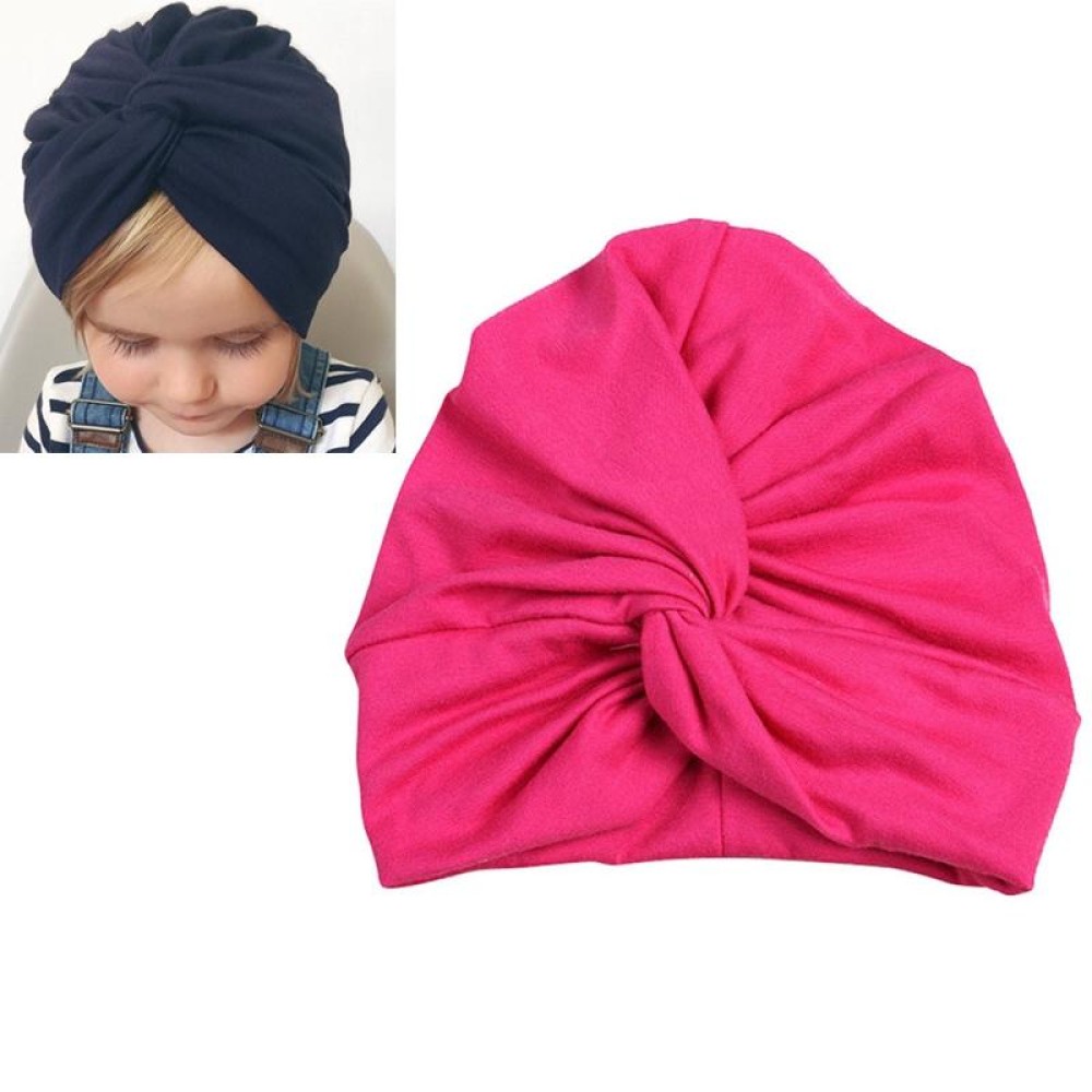 Baby Hat Cotton Soft Turban Knot Summer Bohemian Kids Girls Newborn Cap(Rose Red)