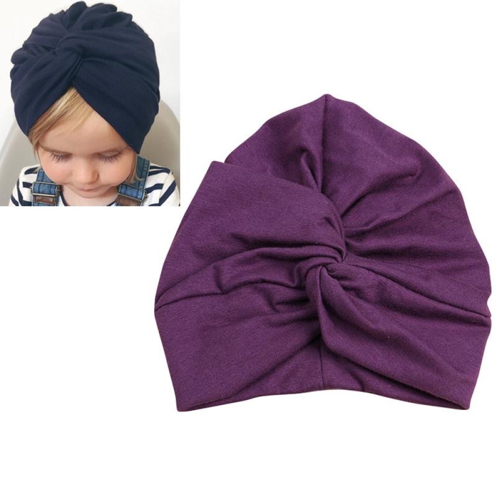 Baby Hat Cotton Soft Turban Knot Summer Bohemian Kids Girls Newborn Cap(Dark Purple)