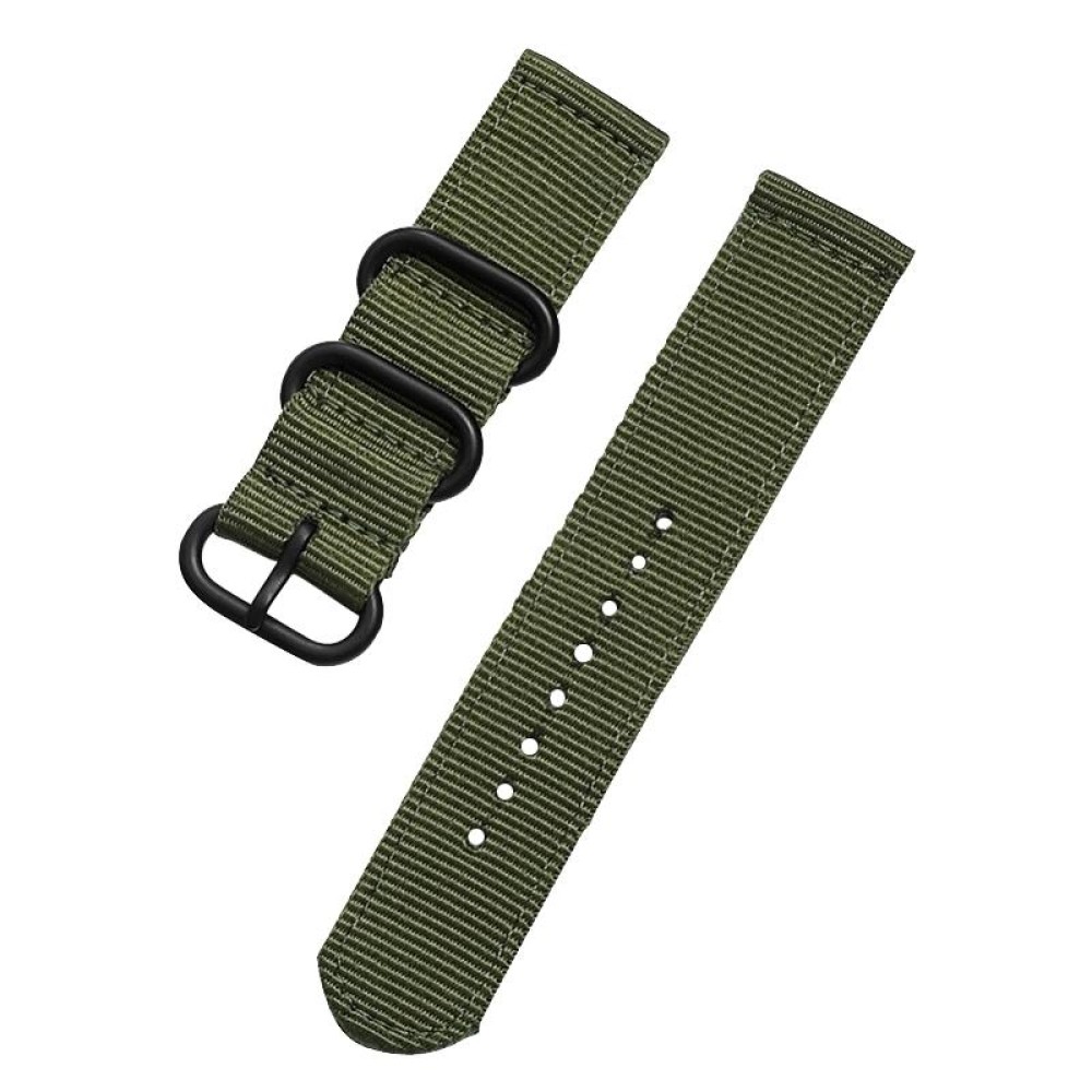 Washable Nylon Canvas Watchband, Band Width:18mm(Army Green with Black Ring Buckle)
