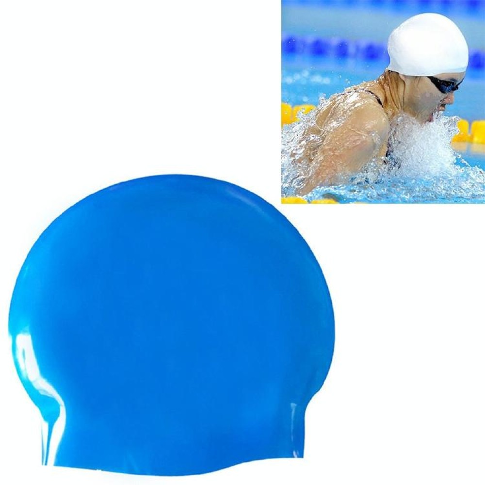 Glossy Seamless Pure Silicone High Elasticity Professional Swimming Cap(Blue)