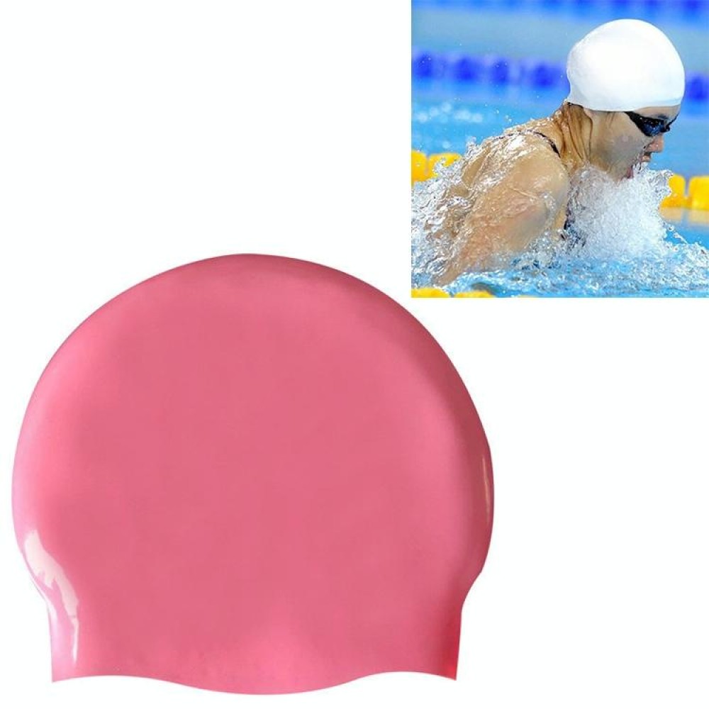 Glossy Seamless Pure Silicone High Elasticity Professional Swimming Cap(Pink)