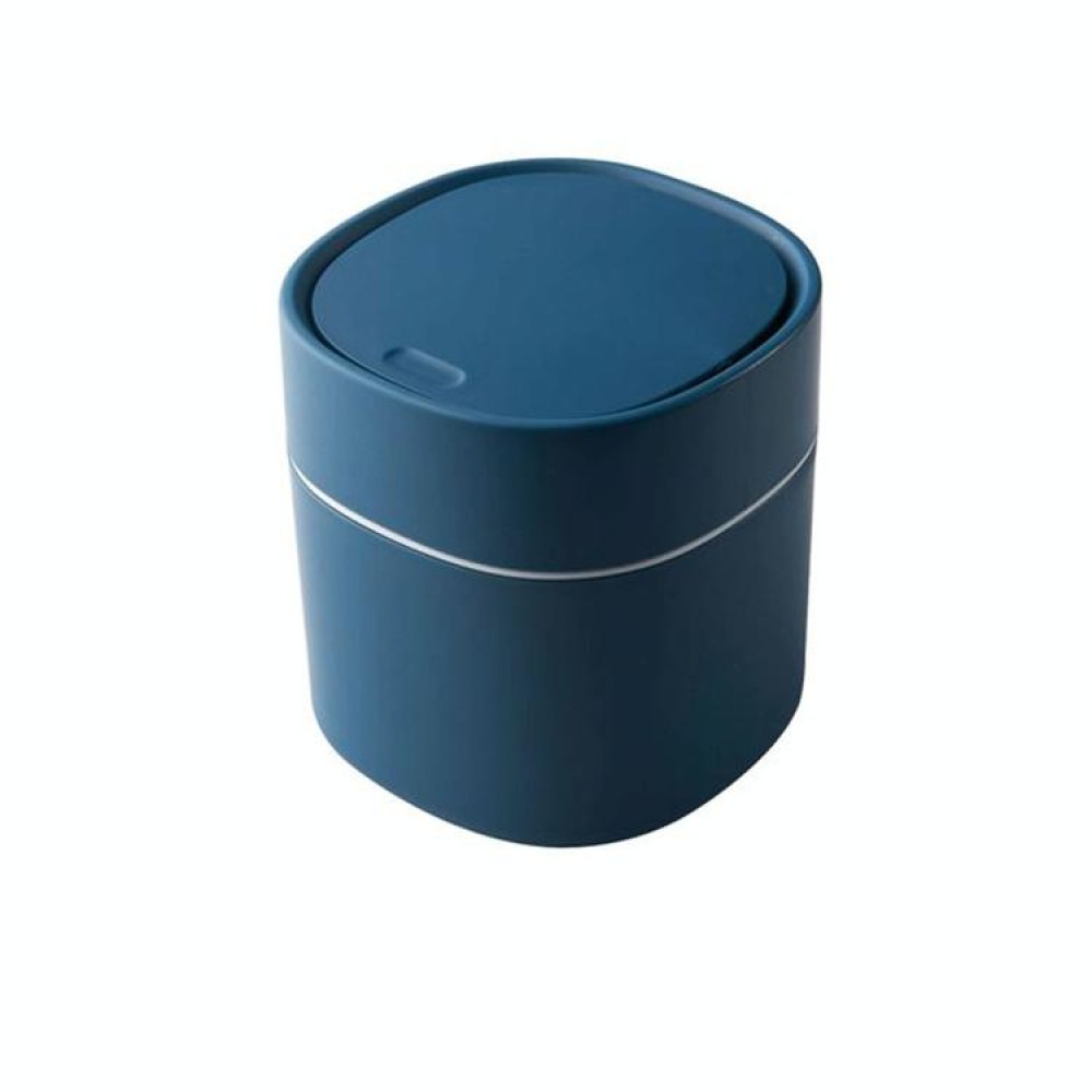 Household Mini Desktop Trash Can Covered Debris Storage Cleaning Cylinder Box, Style:Push-type(Blue)