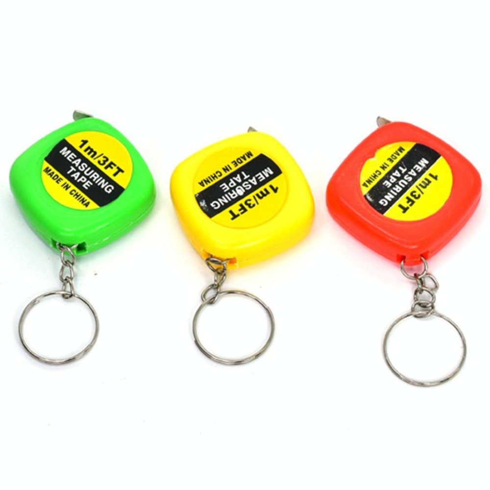 4 PCS Portable Easy to Retract Square Small Tape Measure Key Ring Pendant(Random Color Delivery)