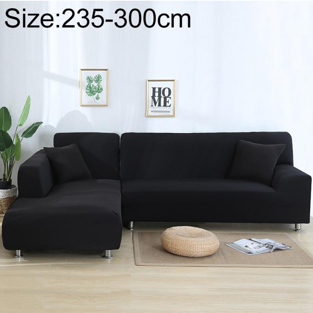 Sofa All-inclusive Universal Set Sofa Full Cover Add One Piece of  Pillow Case, Size:Four Seater(235-300cm)(Black)