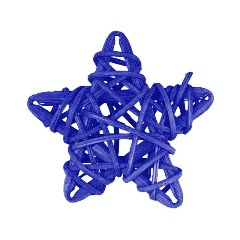 10 PCS 6cm Artificial Straw Ball DIY Decoration Rattan Stars Christmas Decor Home Ornament Supplies(Blue)