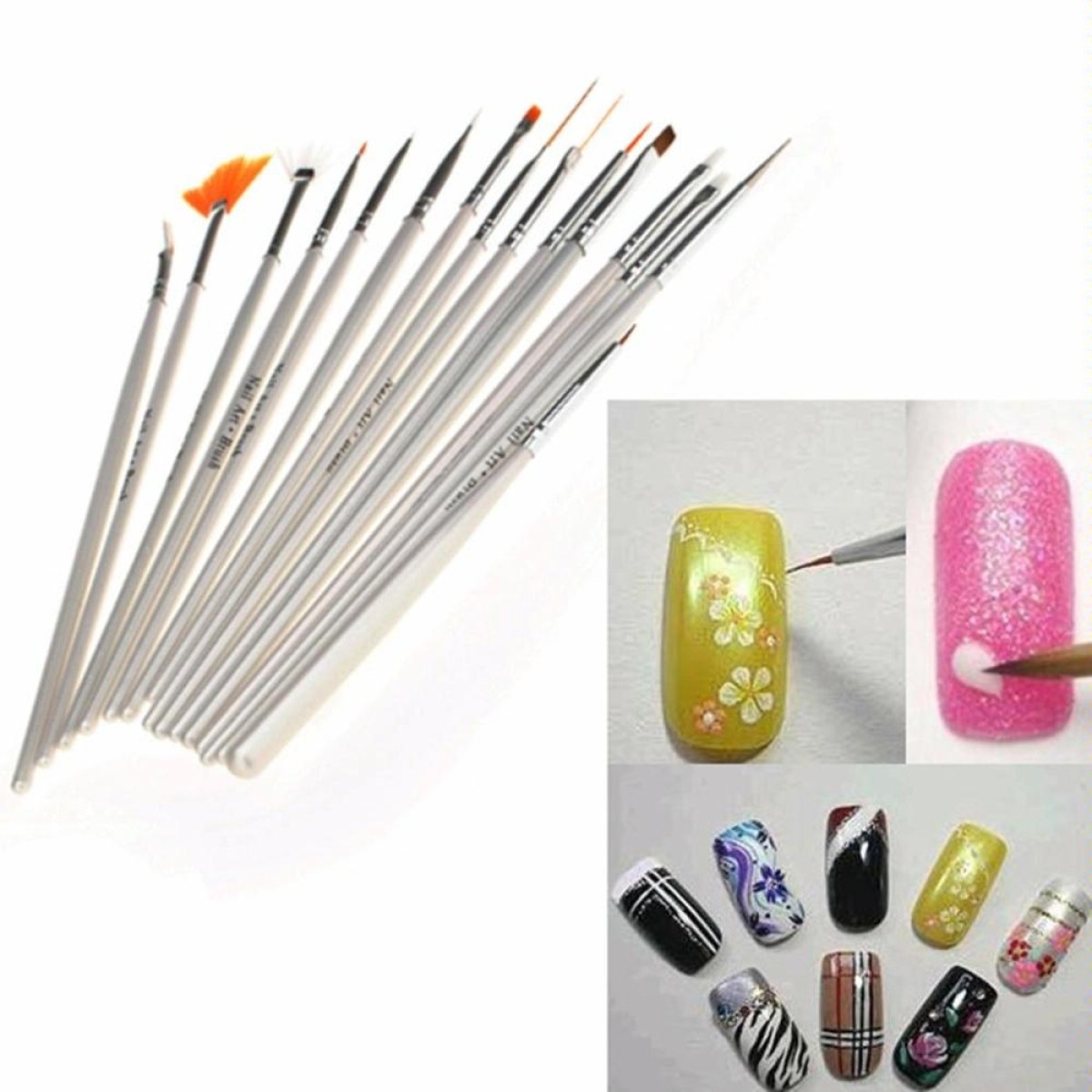 15 PCS/Set Nail Art Tools Brushes for Manicure Rhinestones Nails Decorations Nail Nrush Kit Painting Fingernail Tool Pen Kit