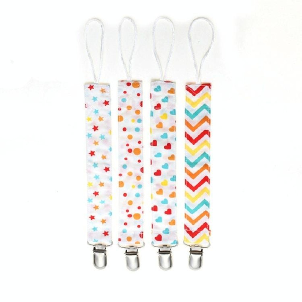 4 PCS/Set   Baby Pacifier Chain Clip Cotton Double Printed Pacifier Chain(Color Stripes)