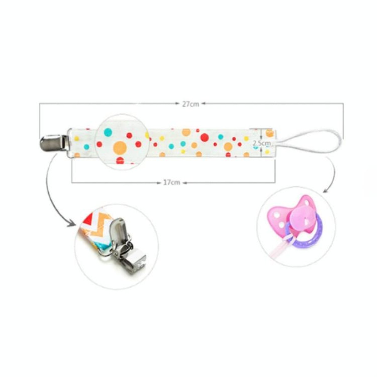 4 PCS/Set   Baby Pacifier Chain Clip Cotton Double Printed Pacifier Chain(Color Stripes)
