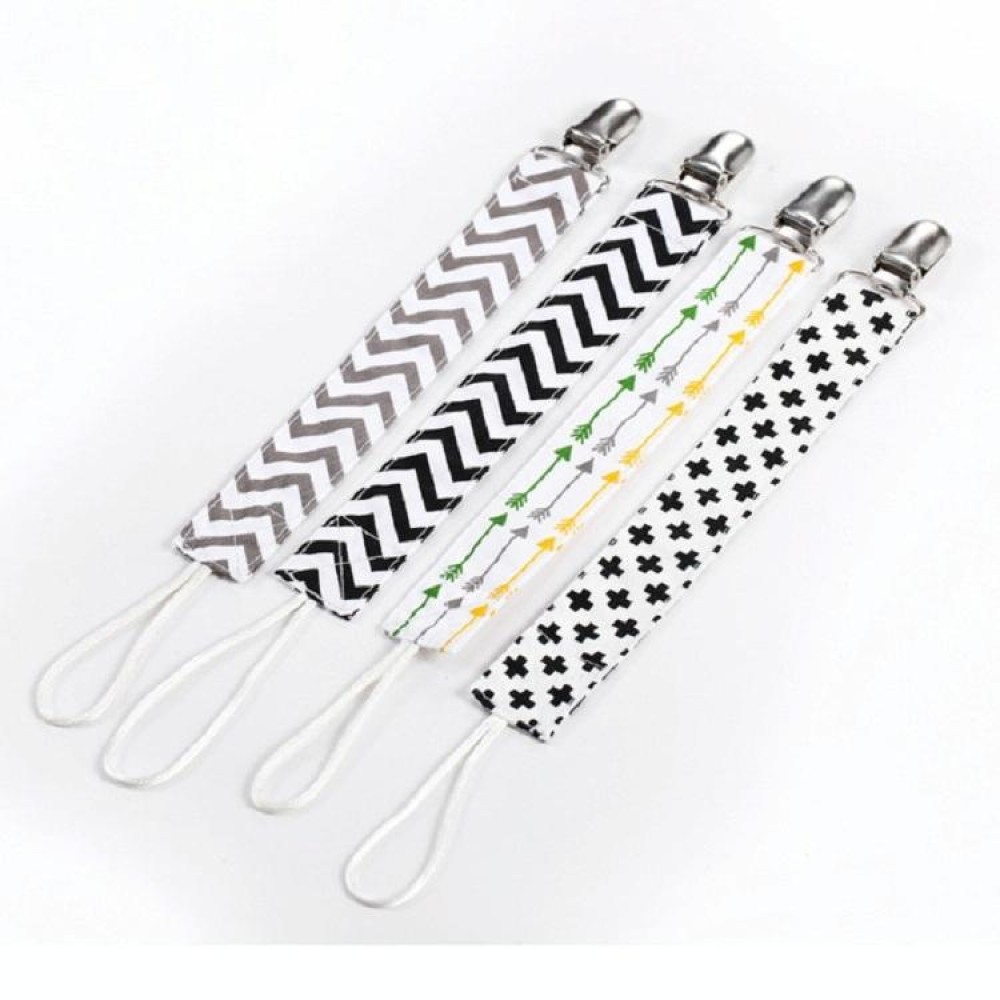 4 PCS/Set   Baby Pacifier Chain Clip Cotton Double Printed Pacifier Chain(Wavy Stripes)