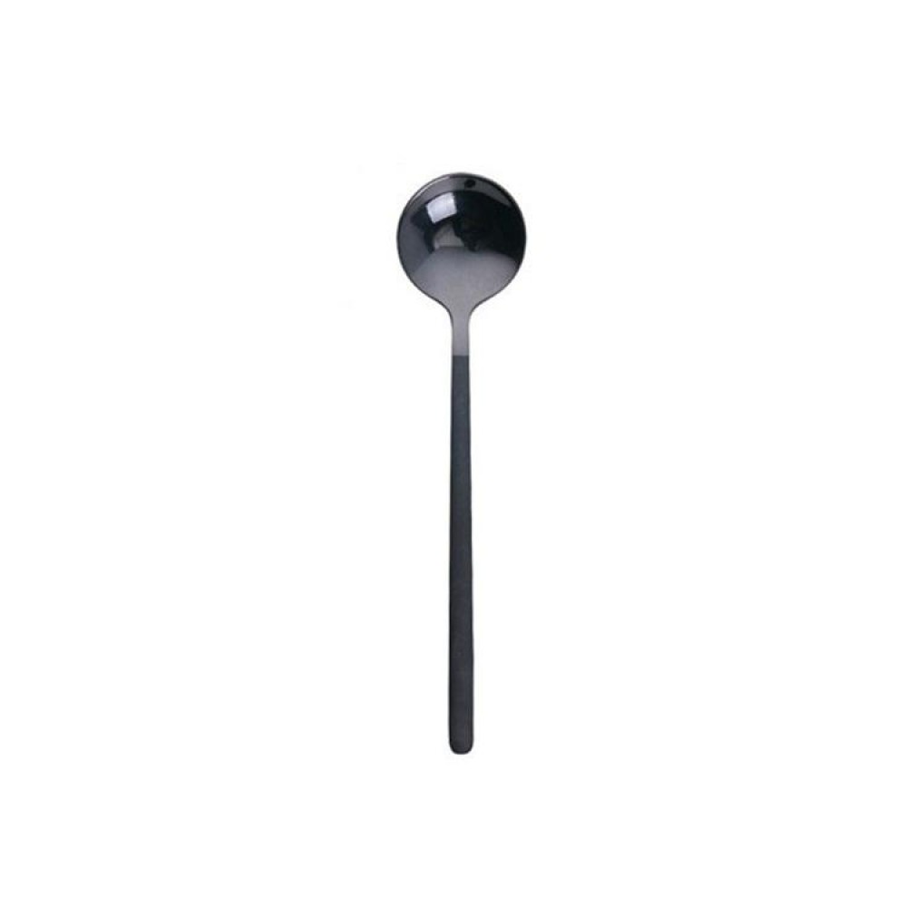 Mini Accessories Coffee Spoon Kitchen Dessertspoon Dining Round Shape Coffee  Stainless Steel Home, Size:15cm(Black)