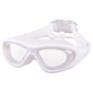J8150 Eye Protection Flat Light Adult waterproof Anti-fog Big Frame Swimming Goggles with Earplugs(Transparent White)