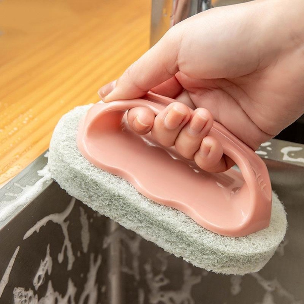 Kitchen Tile Bathtub Brush Household Brush Pot Scouring Sponge Cleaning Brush with Handle Random Color Delivery