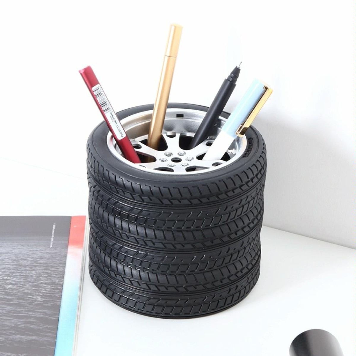 Multi-function Vehicle Wheel Pen Holder Pencil Organizer Desktop Pencil Cases