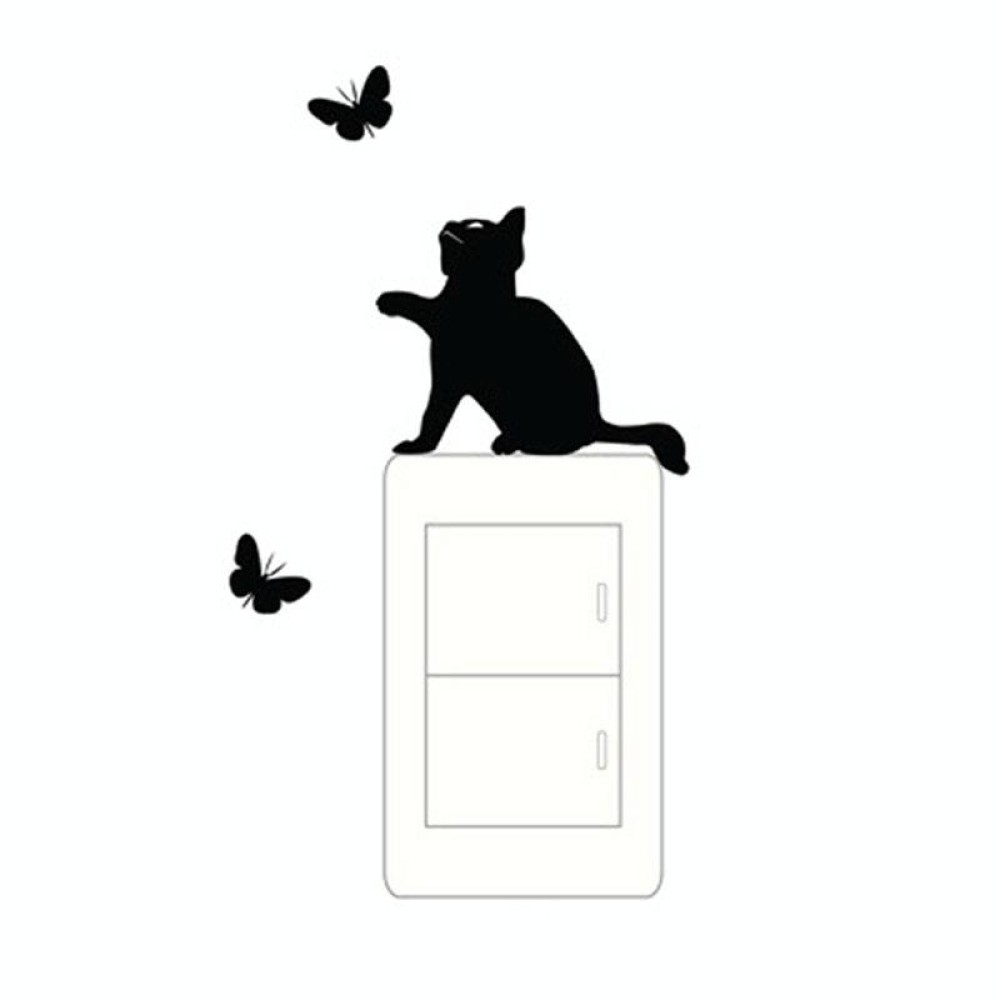 Cats And Butterflies Switch Stickers Embossed Childrens Room Wall Decals