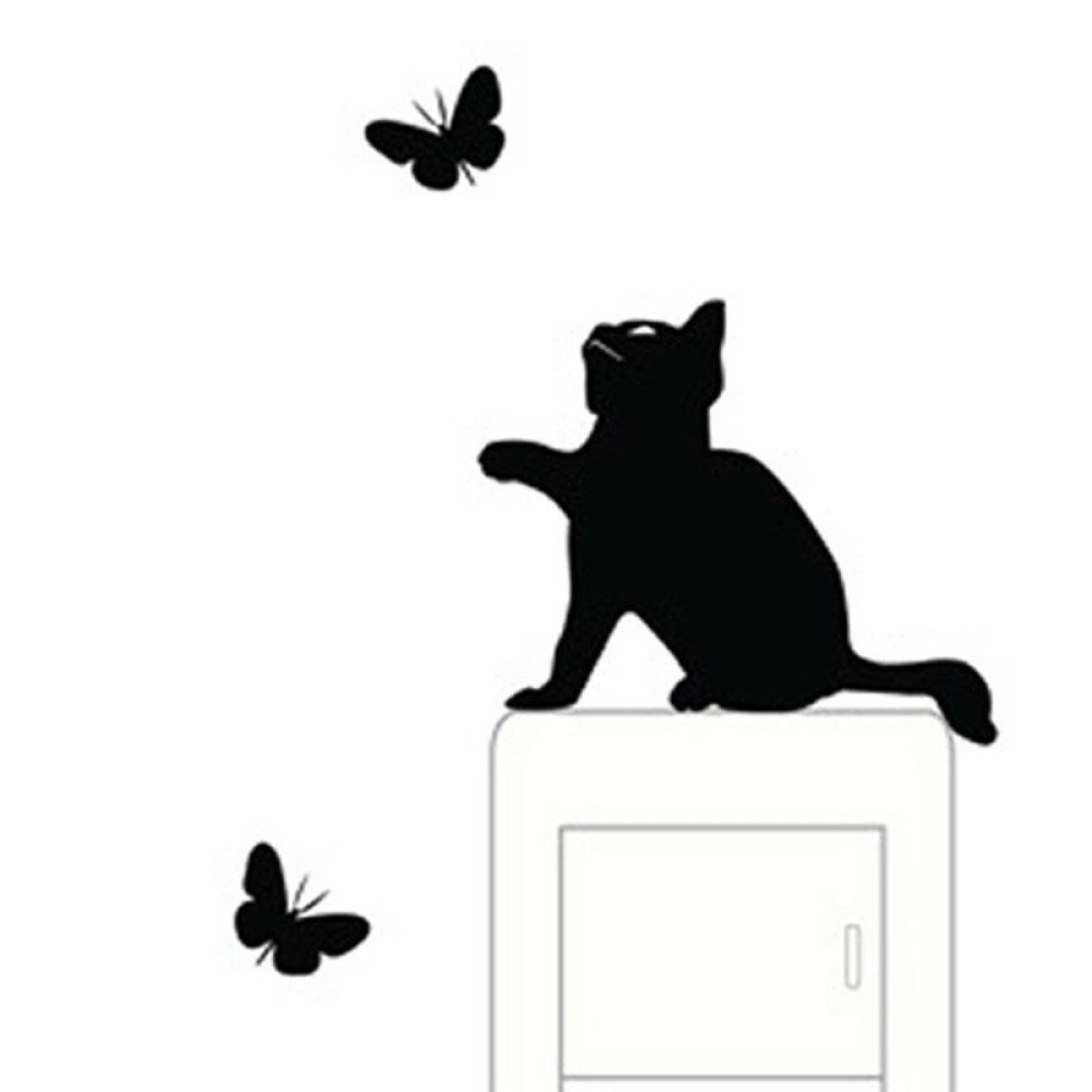 Cats And Butterflies Switch Stickers Embossed Childrens Room Wall Decals