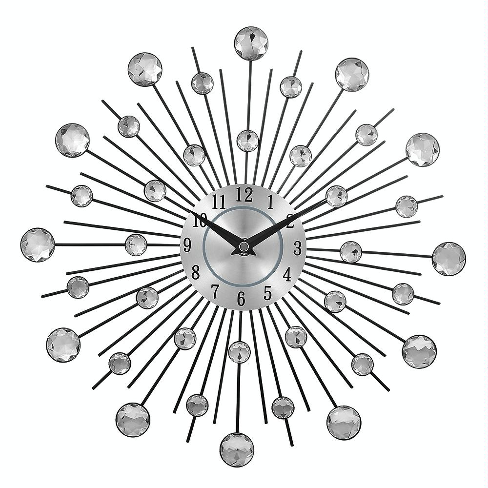 Creative Wall Clock Crystal Silver Wrought Iron Wall Clock Personality Art Decoration Living Room Bedroom Clock