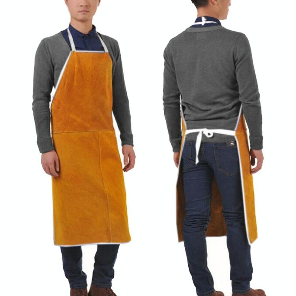 Full Leather Electric Welding Apron High Temperature Fireproof Star Splash Protective Clothing(Orange)