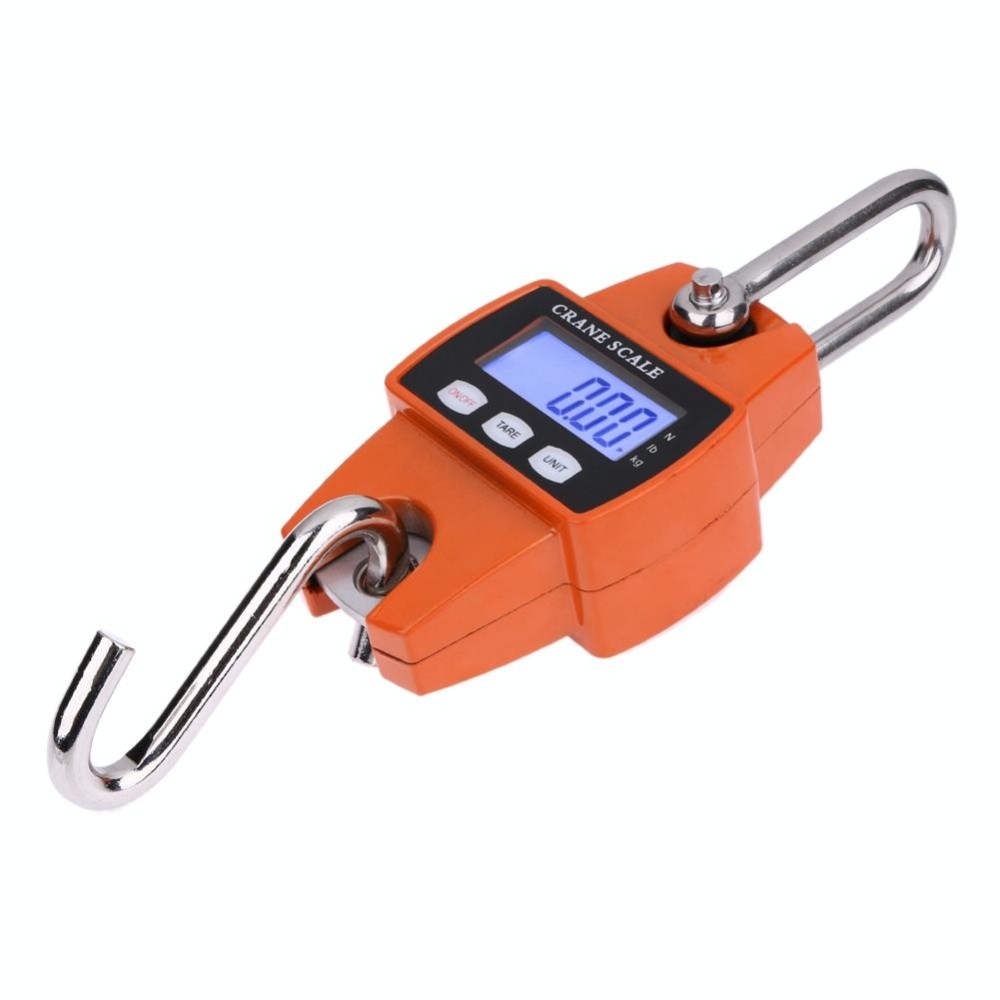 300kg x 100g Portable LCD Digital Stainless Steel Hook Mini Electronic Hook Scale