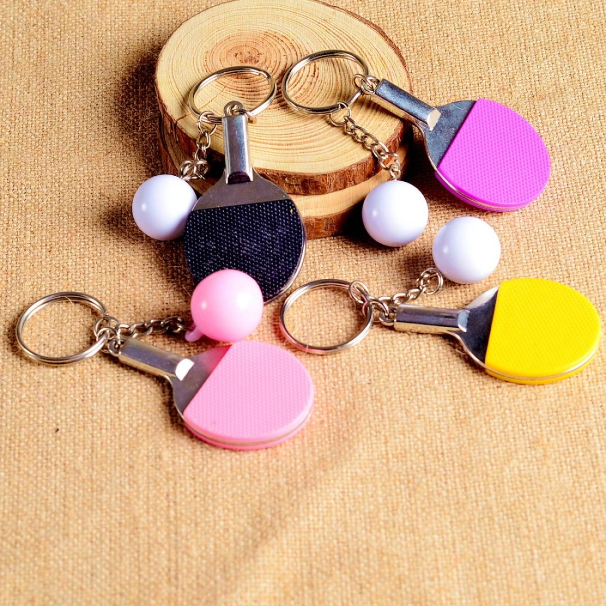 2 PCS Creative Metal table Tennis Keychain Handmade Jewelry Gift Sports Keychain, Specification:2×2.8×6.5cm(Yellow)