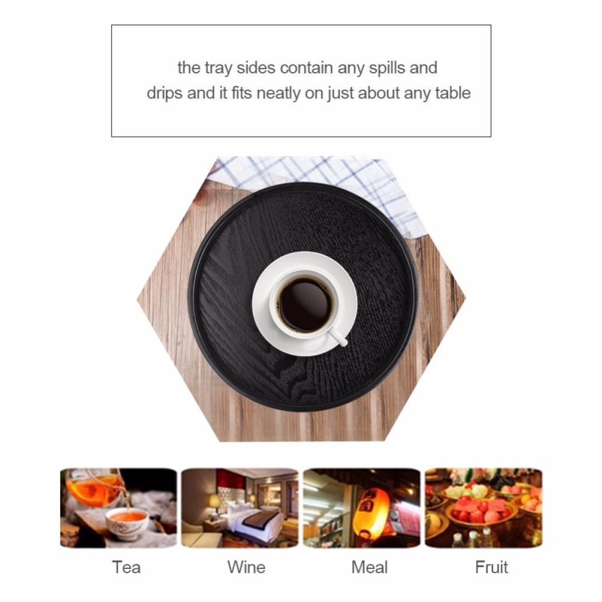 Creative Round Solid Wood Tea Tray Hotel Wooden Tay Storage Tray, Diameter: 33cm