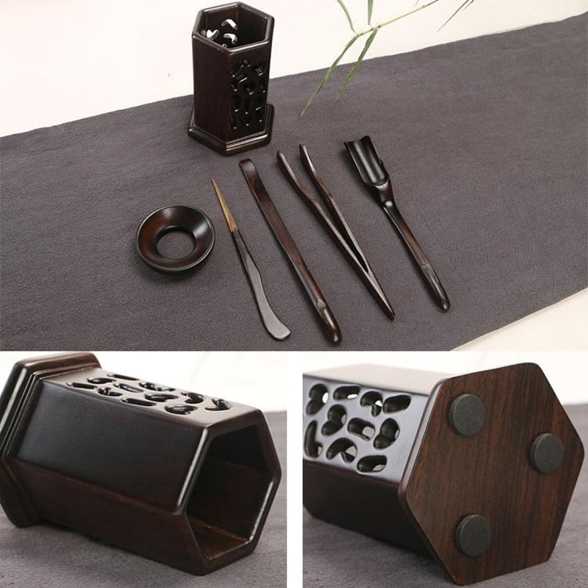 Home Decoration Ebony Wood Tea Set tea Tray Accessories Tea Clip (34-1)