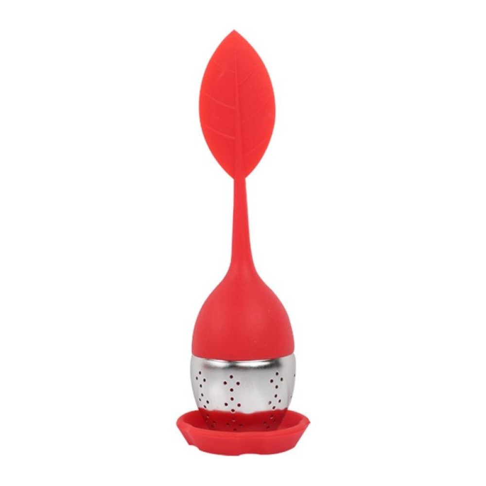 Stainless Steel Leaf Shape Silicone Tea Bag Tea Strainers (Red)
