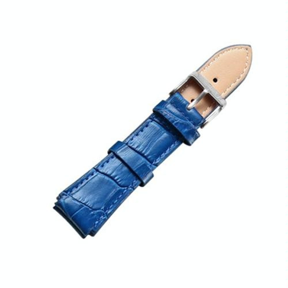 CAGARNY Simple Fashion Watches Band Silver Buckle Leather Watch Band, Width: 18mm(Blue)