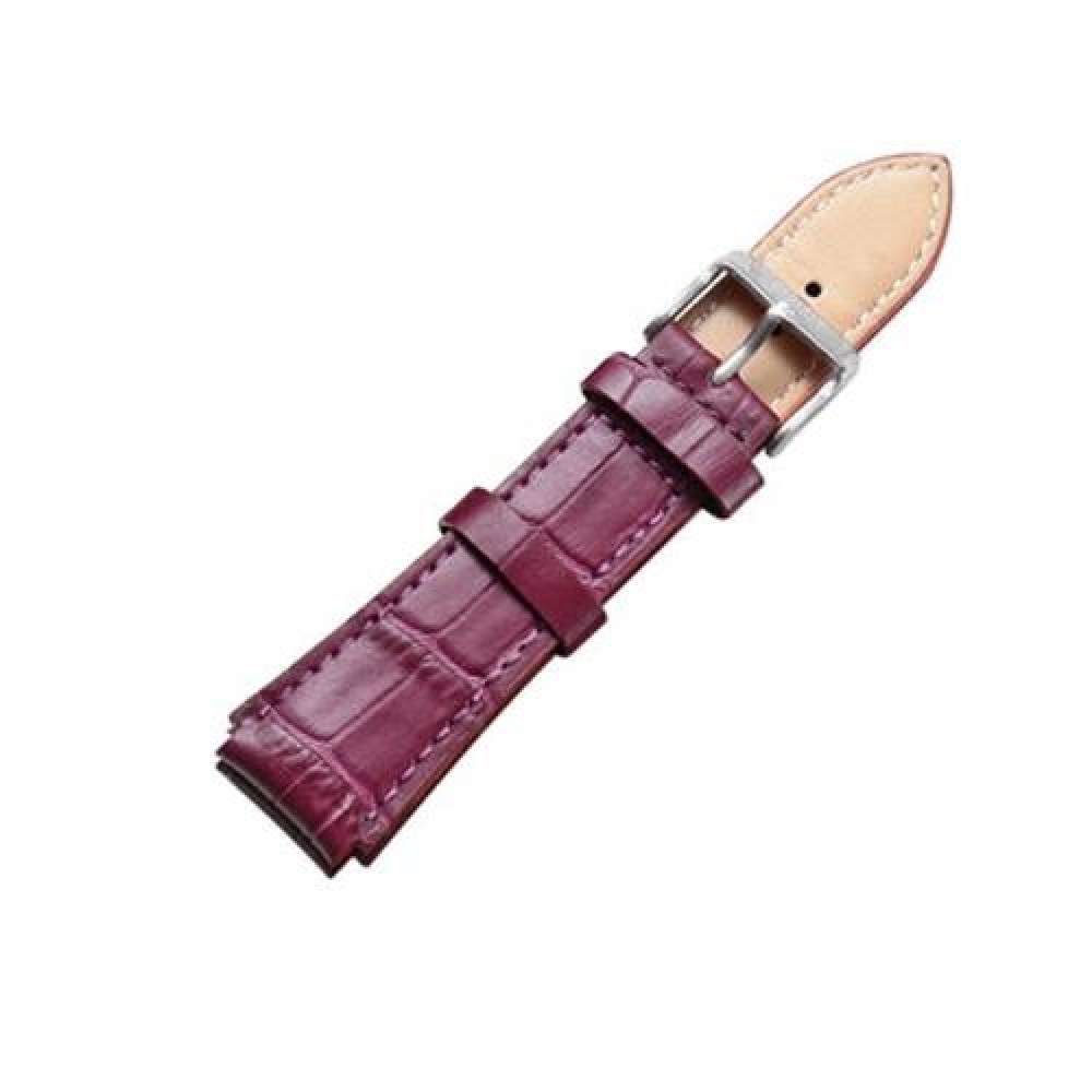 CAGARNY Simple Fashion Watches Band Silver Buckle Leather Watch Band, Width: 18mm(Purple)