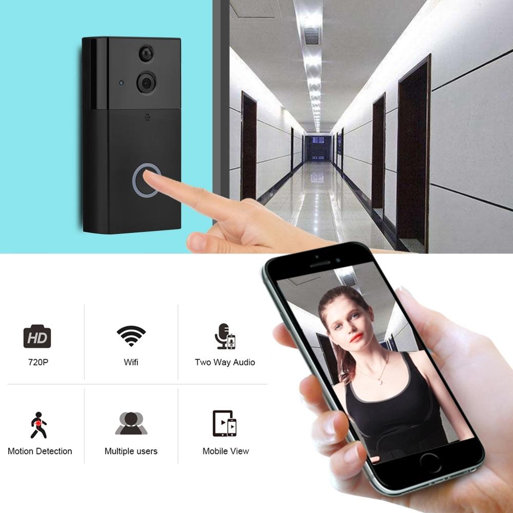 VESAFE HD 720P Security Camera Smart WiFi Video Doorbell Intercom, Support TF Card & Infrared Night Vision & Motion Detection App for IOS and Android(With Ding Dong/Chime)(Black)