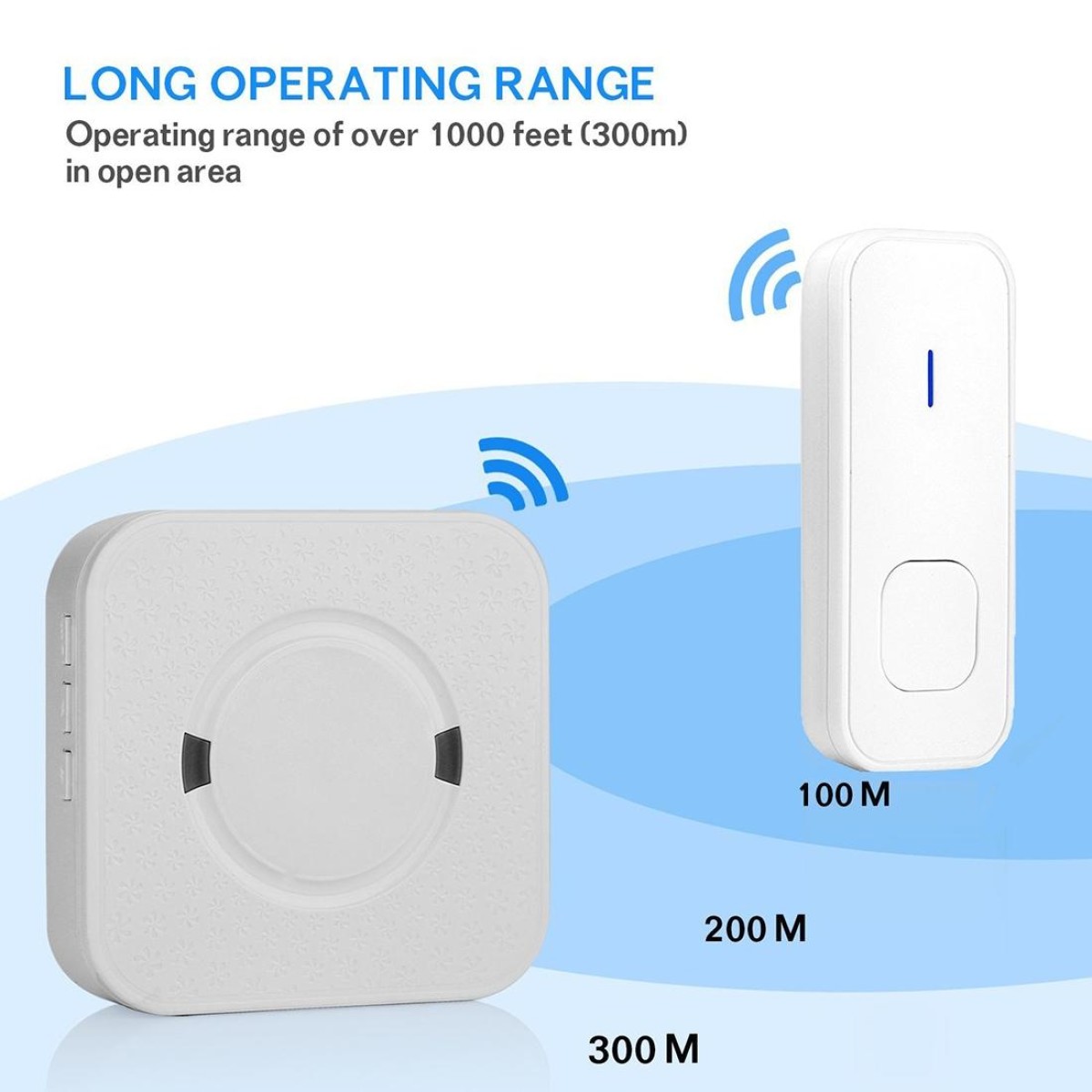 P6-B 110dB Wireless IP55 Waterproof Low Power Consumption WiFi Doorbell Receiver, 53 Music Options, Receiver Distance: 300m(White)