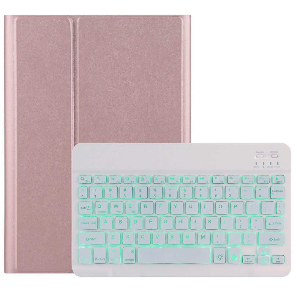 DY-E10 2 in 1 Removable Bluetooth Keyboard + Protective Leather Tablet Case with Backlight & Holder for Lenovo Tab E10(Rose Gold)
