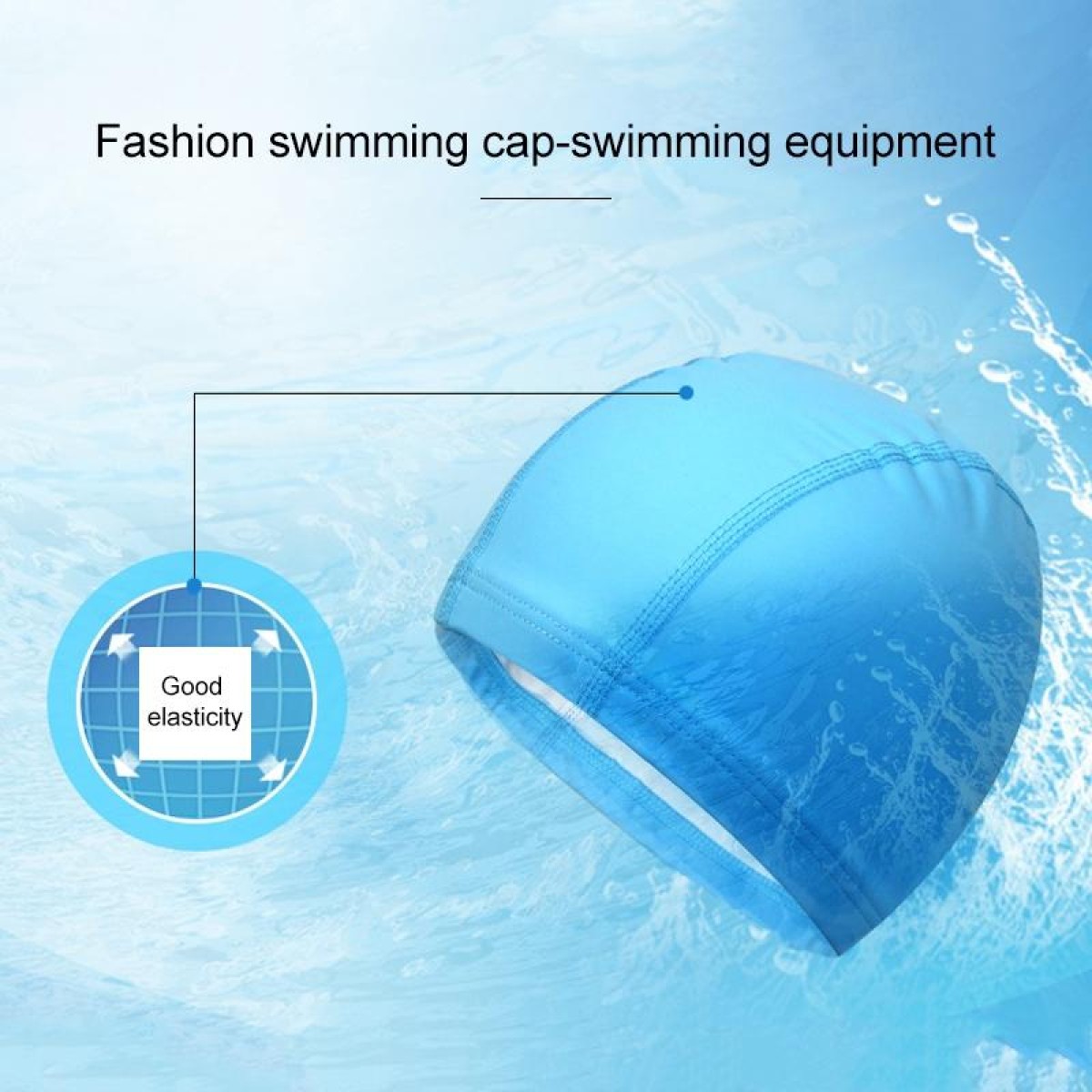 Adult Waterproof PU Coating Stretchy Swimming Cap Keep Long Hair Dry Ear Protection Swim Cap (Black)