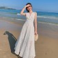 Backless Beach Long Dress (Color:White Size:XL)