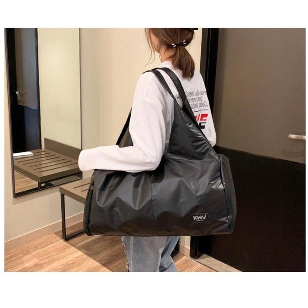 Soft Nylon Cloth Shoulder Sports Gym Yoga Handbag (Black)