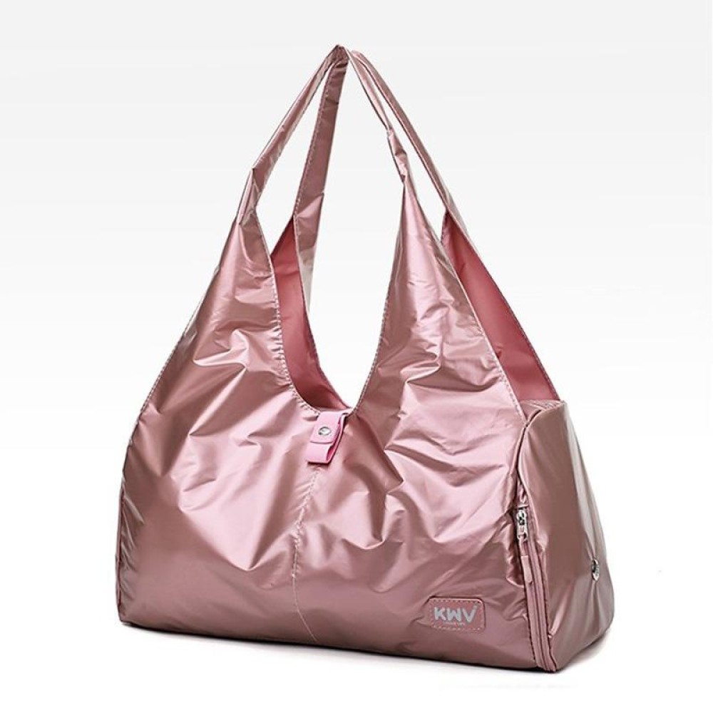 Soft Nylon Cloth Shoulder Sports Gym Yoga Handbag (Rose Gold)