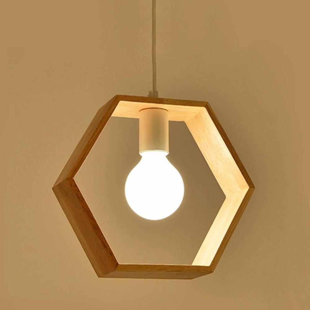 Home Decoration Personality Creative Simple Solid Wood Geometric Pendant Lights (Hexagon)