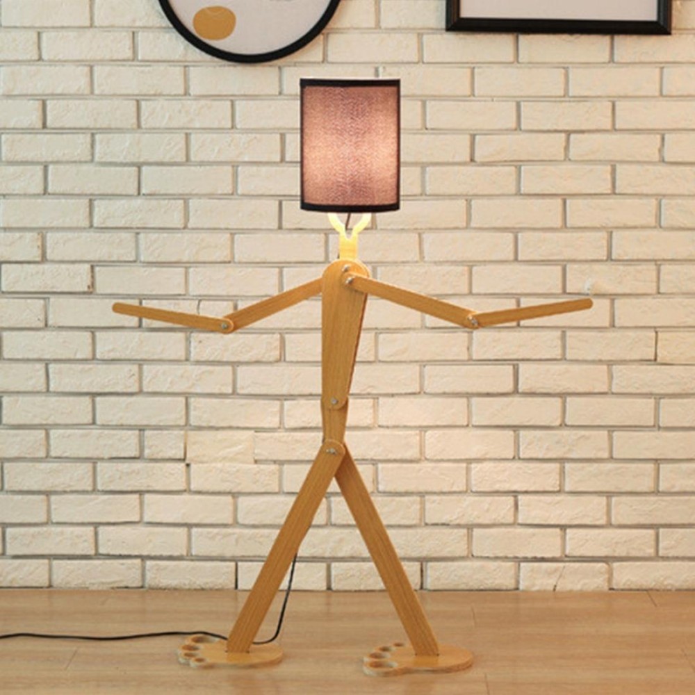 DIY Assembly Home Lighting Wooden Floor Lamp (Black)