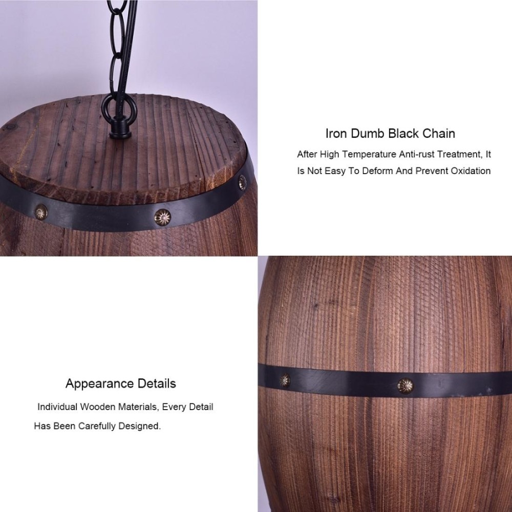 Vintage Barrel Chandelier Creative Wooden Wine Barrel Lighting Personalized Cafe Bar Light