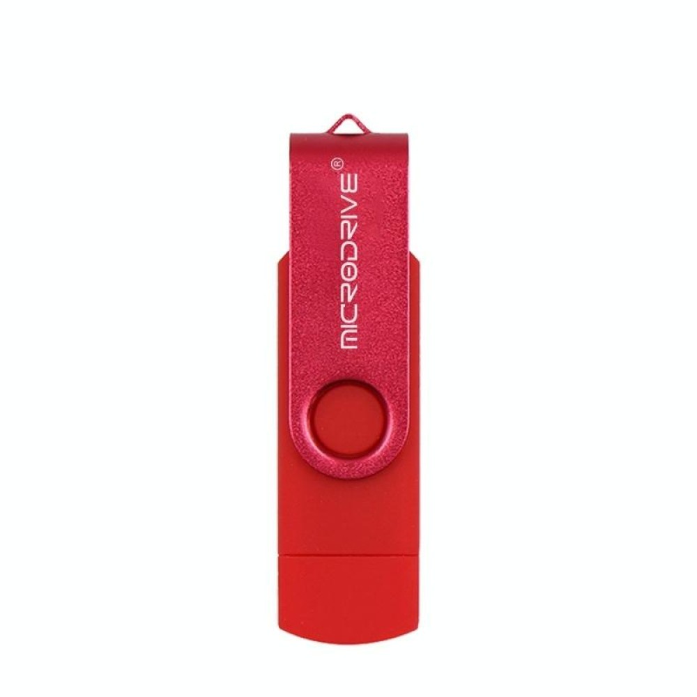 MicroDrive 32GB USB 2.0 Mobile Computer Dual-use Rotating OTG Metal U Disk (Red)
