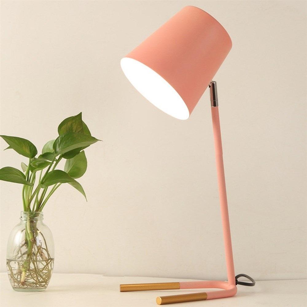 LED Eye-caring Table Lamp Modern Creative Minimalist Bedroom Bedside Lamp Student Study Table Lamp (Pink)