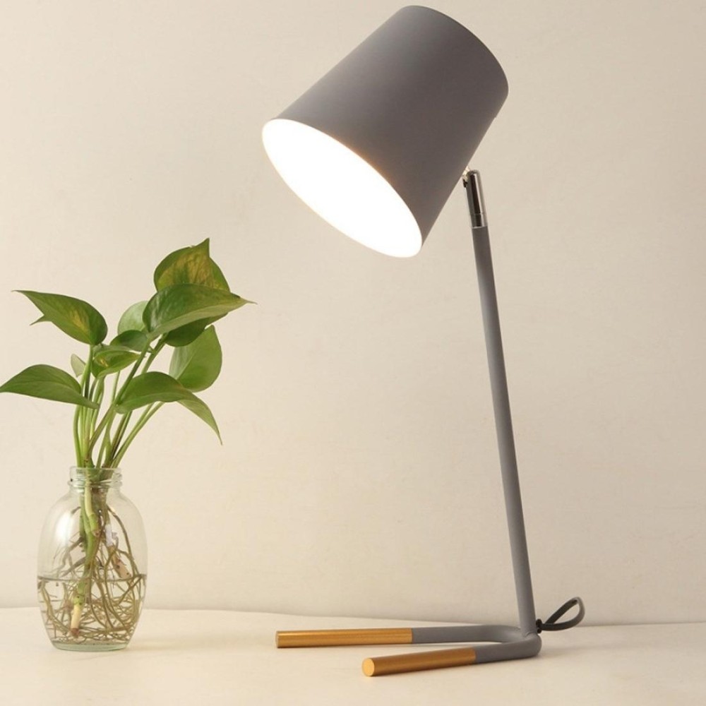 LED Eye-caring Table Lamp Modern Creative Minimalist Bedroom Bedside Lamp Student Study Table Lamp (Grey)